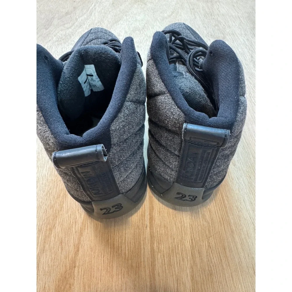 Air Jordan 12 Retro Wool Dark Grey Black Sneakers 852627-003 Mens Size 10